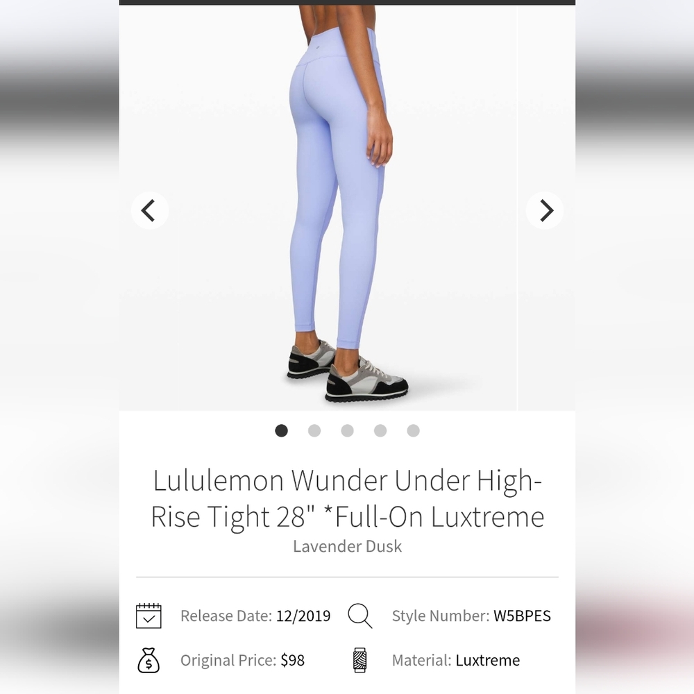Lululemon Wunder Under High Rise Lavender Dusk Size 8